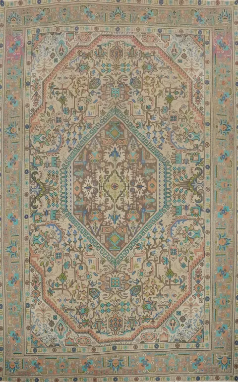 Vintage Wool Tabriz Persian Area Rug 8x11