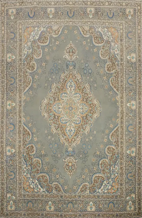 Traditional Gray Wool Tabriz Persian Area Rug 10x13