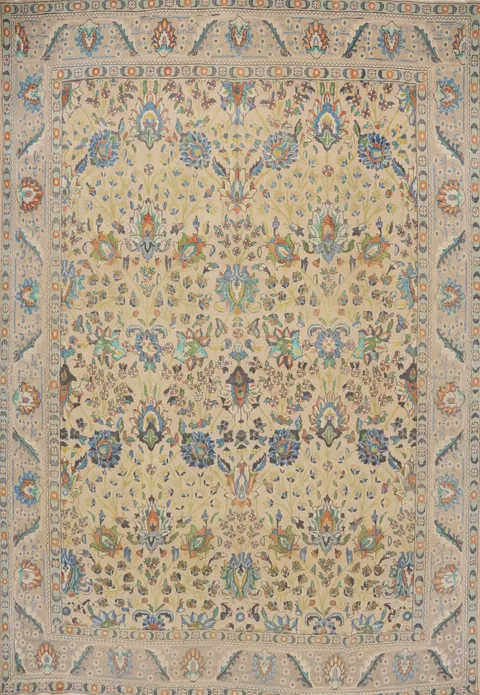 Vintage Floral Tabriz Persian Area Rug 10x12