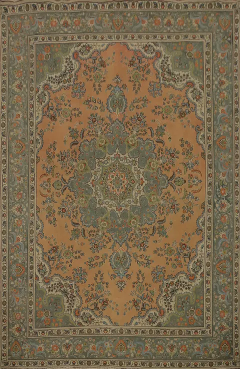 Floral Wool Medallion Tabriz Persian Area Rug 10x13