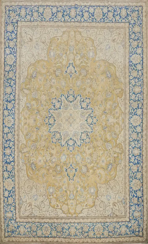Vegetable Dye Floral Kerman Persian Area Rug 9x13