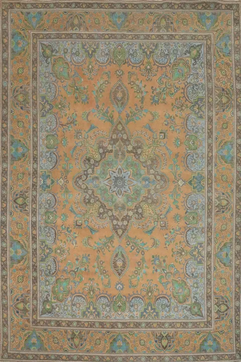 Vintage Wool Medallion Tabriz Persian Area Rug 10x13