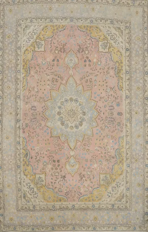 Handmade Pink Floral Tabriz Persian Area Rug 8x11