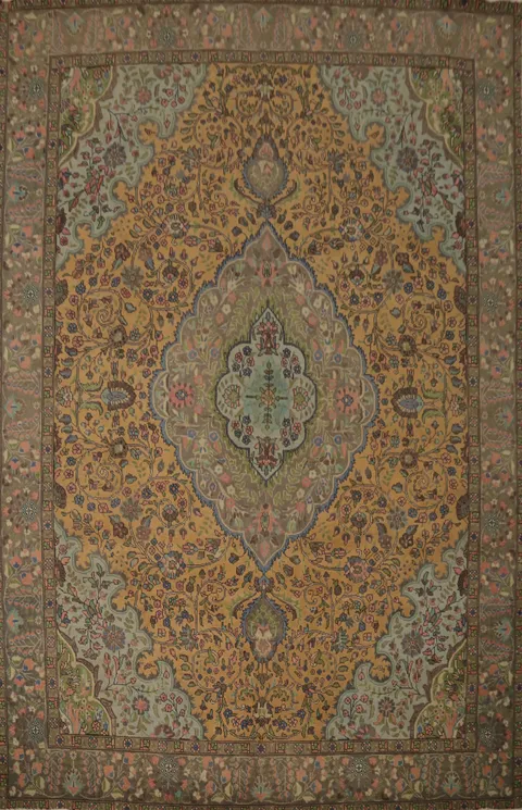 Vintage Floral Tabriz Persian Area Rug 10x13