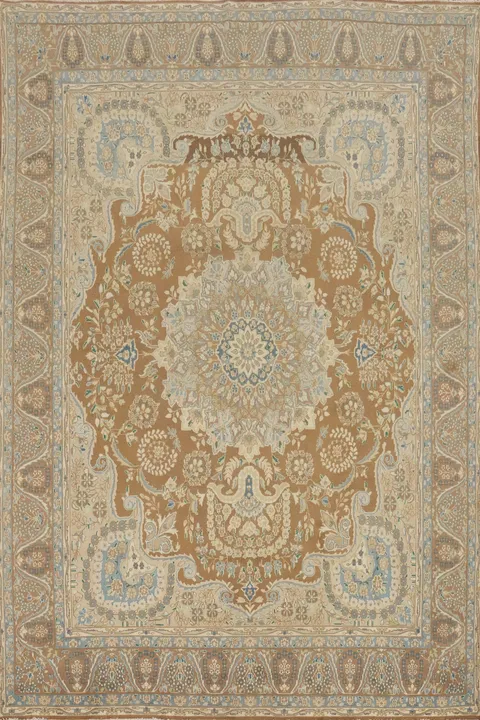 Vegetable Dye Floral Kerman Persian Area Rug 10x13