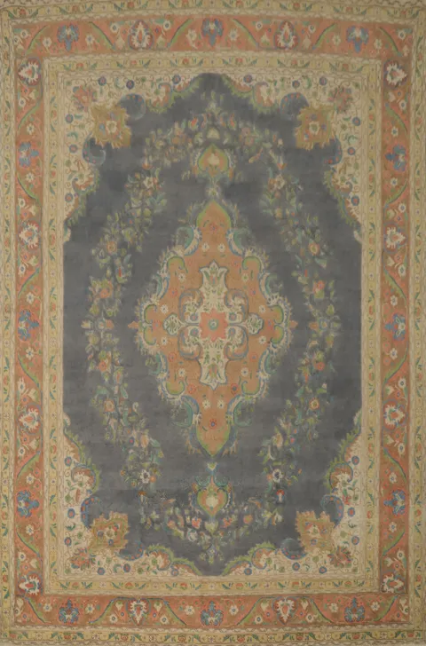 Vintage Gray Wool Tabriz Persian Area Rug 9x13