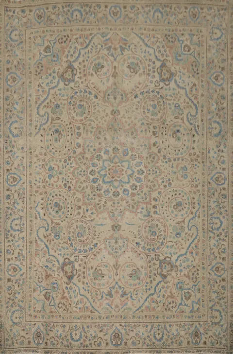 Vegetable Dye Floral Tabriz Persian Area Rug 10x13