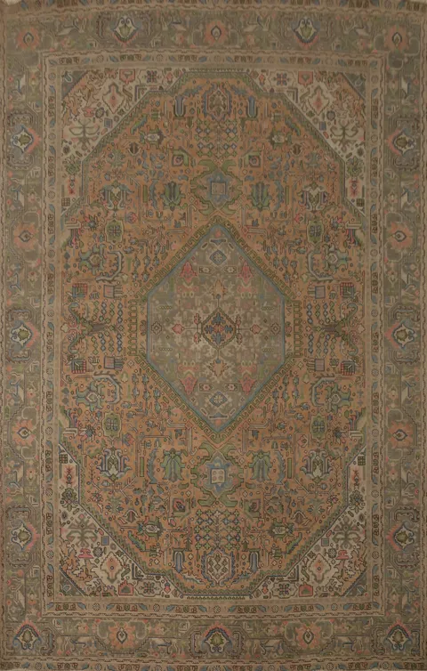 Vintage Wool Tabriz Persian Area Rug 9x13