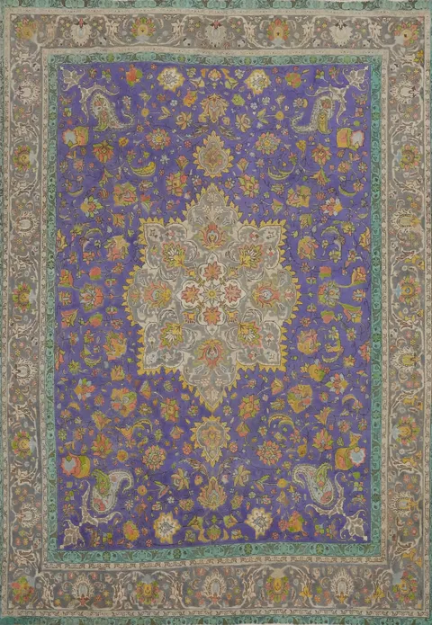 Purple Wool Medallion Tabriz Persian Area Rug 10x13