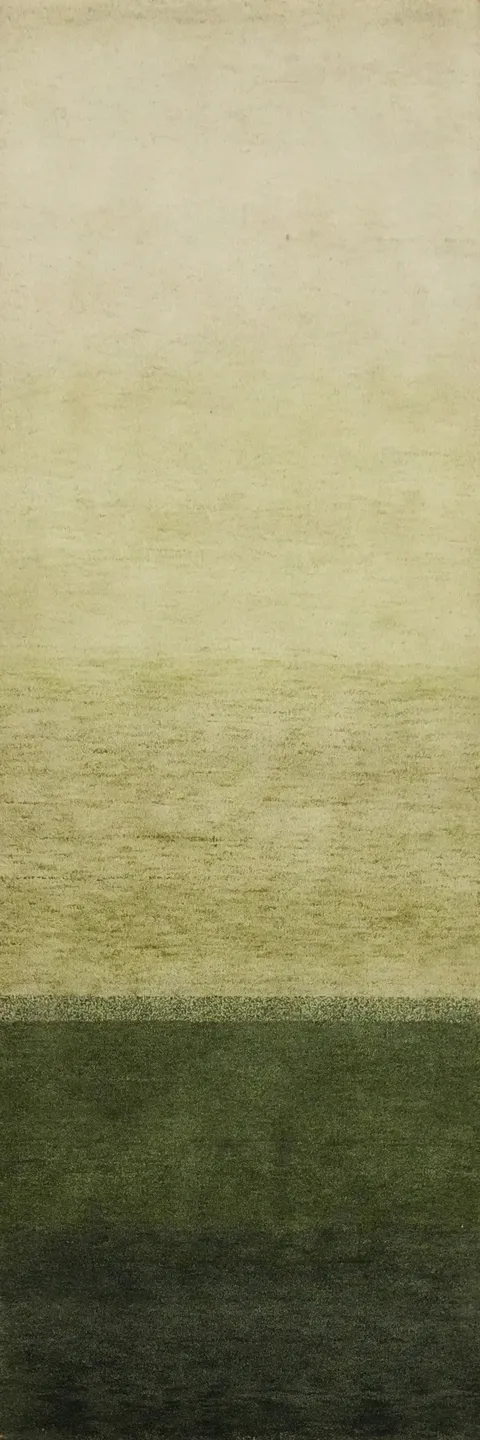 Contemporary Green Gradient Gabbeh Runer Rug 3x10