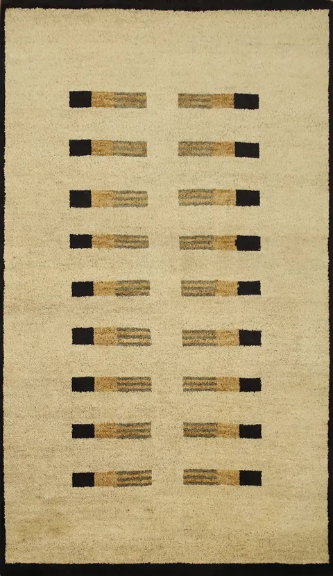 Contemporary Wool Gabbeh Rug 4x6 with Minimalist Design Patterns