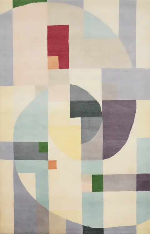 Contemporary Geometric Gabbeh Area Rug 5x8 with Soft Pastel Hues