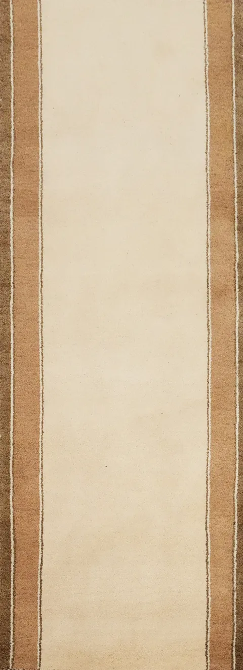 Elegant Beige and Brown Gabbeh Runner Rug 3x8 for Minimalist Spaces