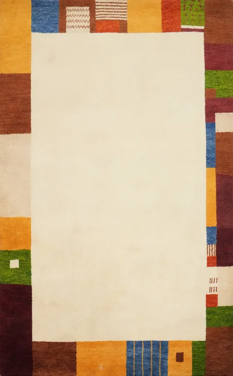 Contemporary Art-Inspired Gabbeh Rug 5x7 with Colorful Patterns