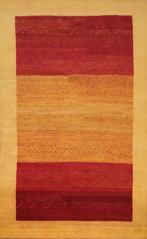 Warm Toned Striped Gabbeh Area Rug 6x10 for Cozy Living Rooms