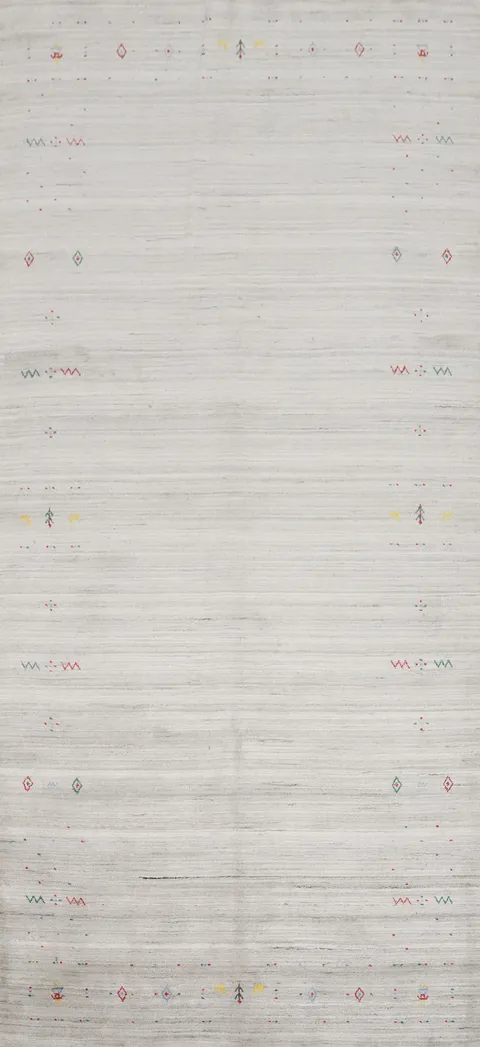 Elegant Gabbeh Area Rug 5x12 Featuring Delicate Tribal Accents