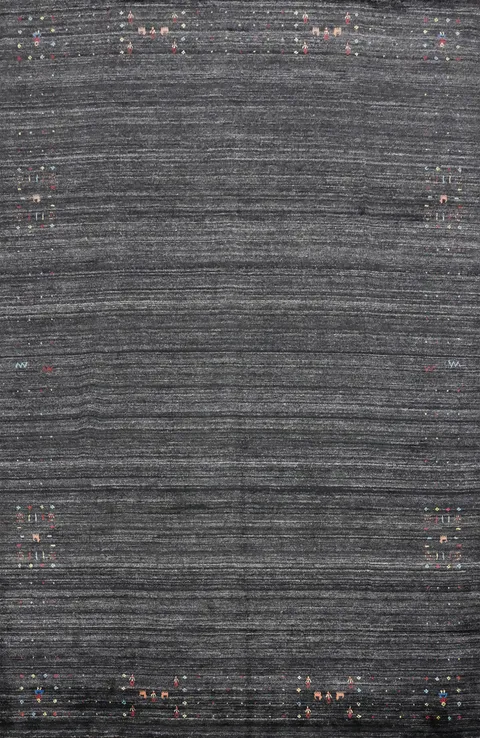 Charcoal Wool Gabbeh Handmade Large Area Rug 9x12