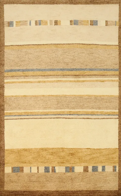 Earth-Tone Striped Gabbeh Rug 4x6 for Cozy Living Spaces