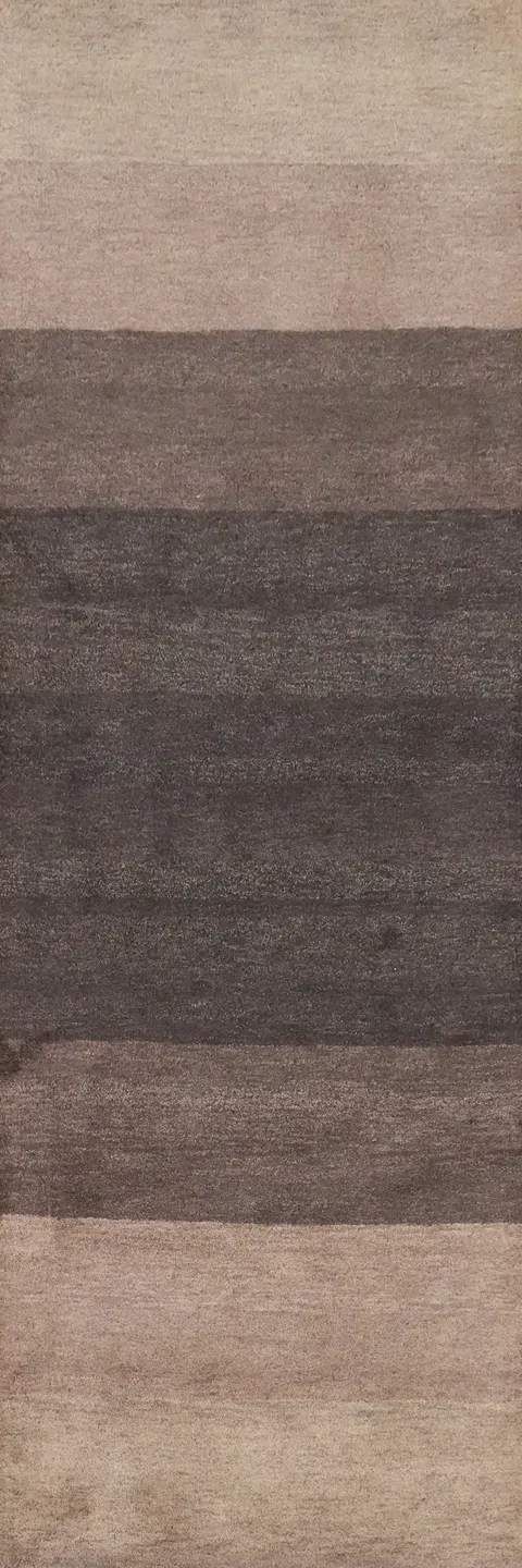 Elegant Taupe Gradient Gabbeh Runner Rug 3x10 for Contemporary Interiors