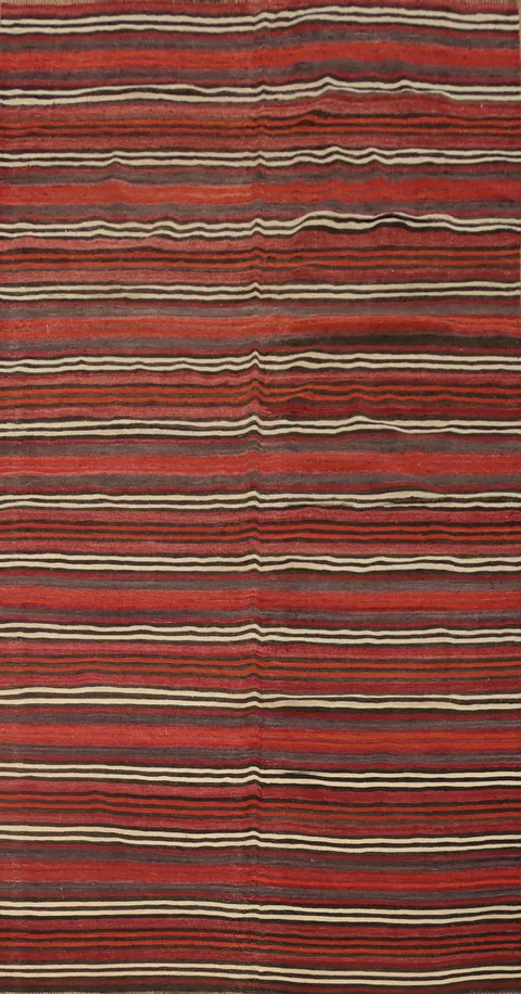 Striped Wool Kilim Vegetable Dye Area Rug 5x10