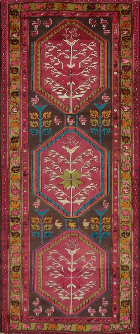 Handmade Wool Ardebil Persian Runner Rug 4x10