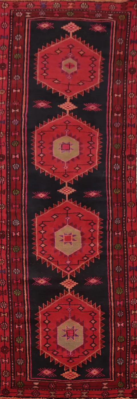 Handmade Wool Ardebil Persian Runner Rug 3x11