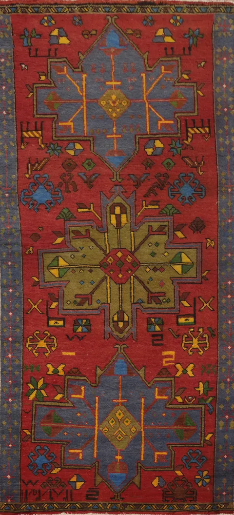 Geometric Wool Ardebil Persian Runner Rug 4x9