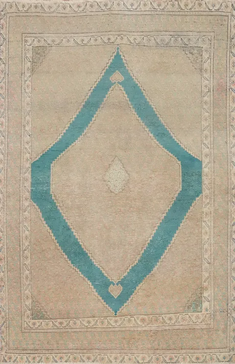 Geometric Wool Vintage Tabriz Persian Rug 5x7