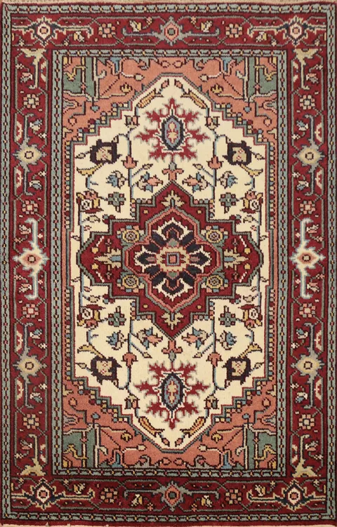Geometric Heriz Serapi Handmade Rug 4x6