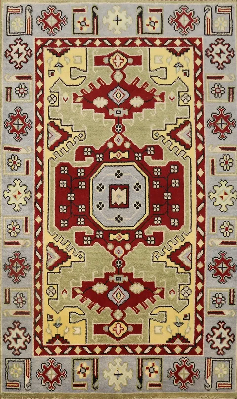 Geometric Kazak Handmade Rug 4x6