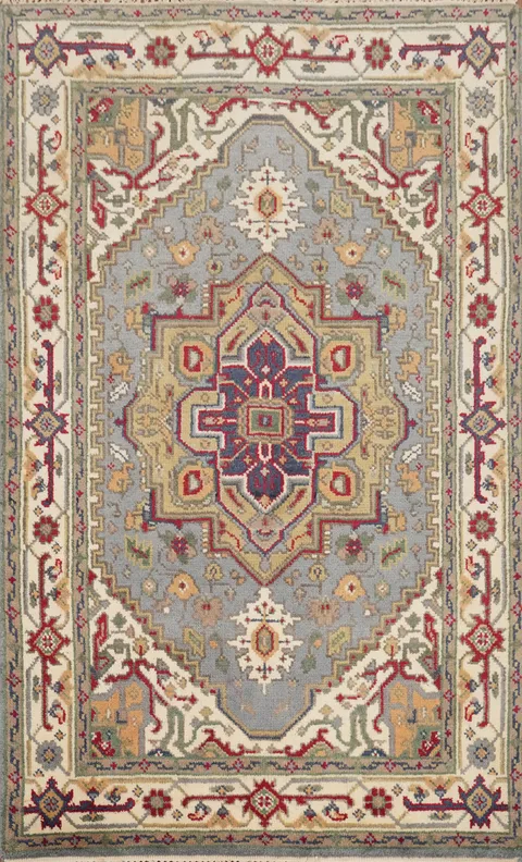Geometric Heriz Serapi Handmade Wool Rug 4x6