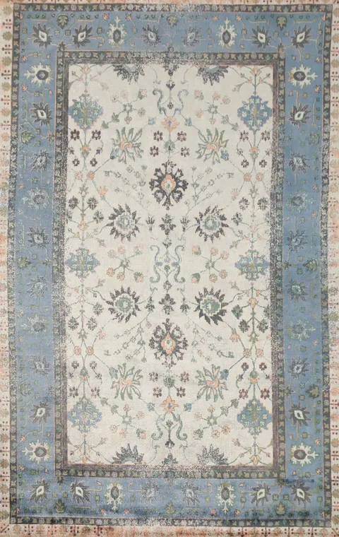 Handmade Floral Oushak Oriental Area Rug 5x8