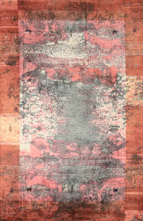 Abstract Elegance Distressed Look Modern Art Abstract Area Rug 5x8