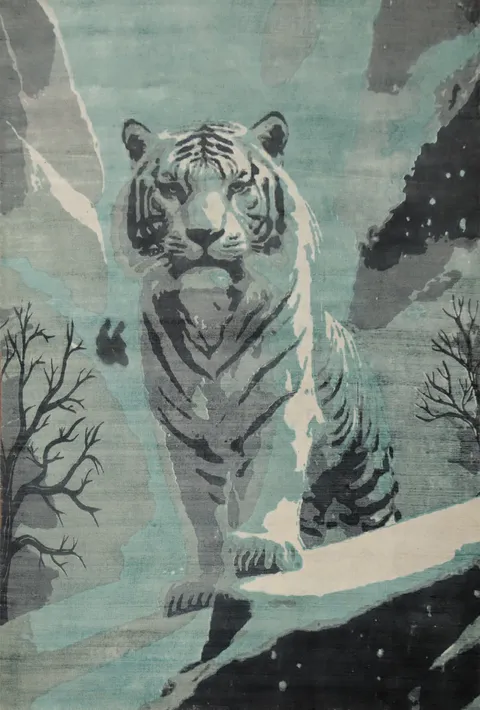 Wilderness Beauty Stunning Tiger Landscape Abstract Area Rug 6x8