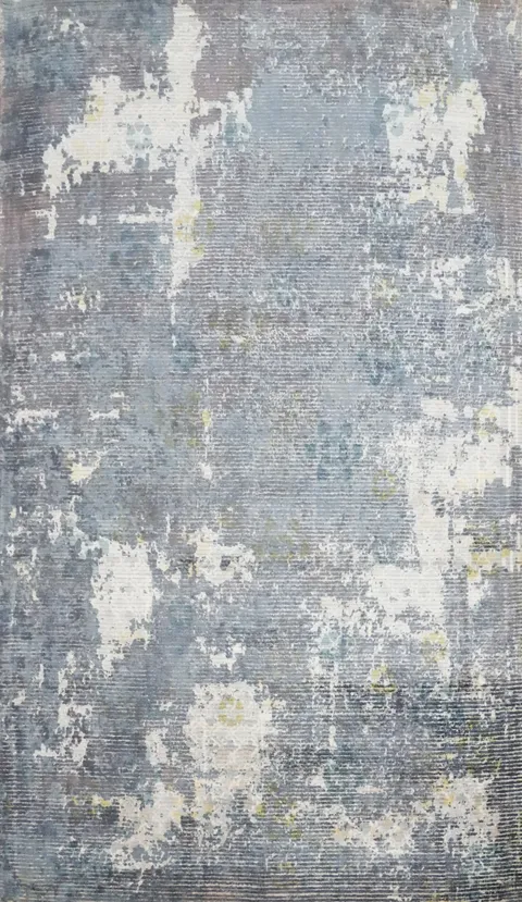 Modern Abstract Area Rug 5x8 with Distressed Look Texture