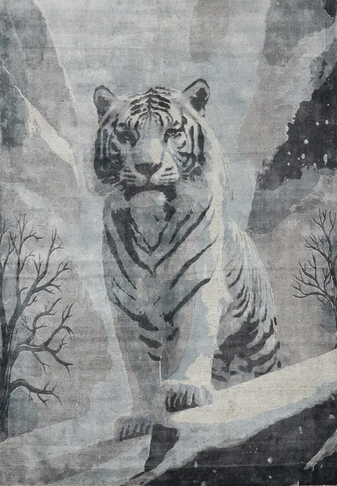Elegant Tiger Design Area Rug 6x8 Mystical Elegance for Your Living Room