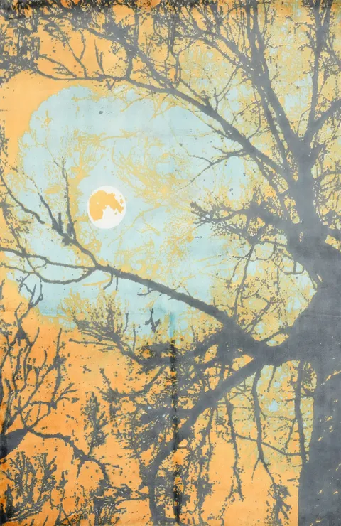 Artistic Area Rug 6x8 with Moonlit Tree Design for Cozy Spaces