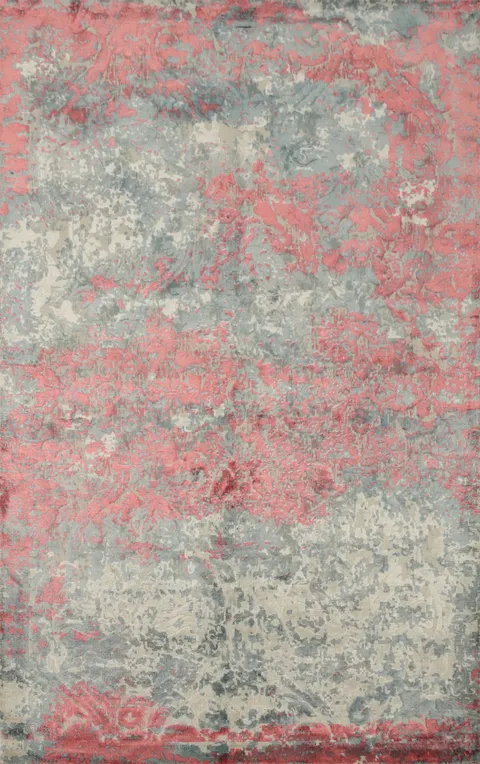 Luxury Blush and Gray Abstract Rug 4x6 for Elegant Interior Spaces