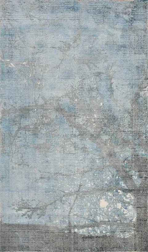 Handmade Blue Abstract Oriental Rug 3x5