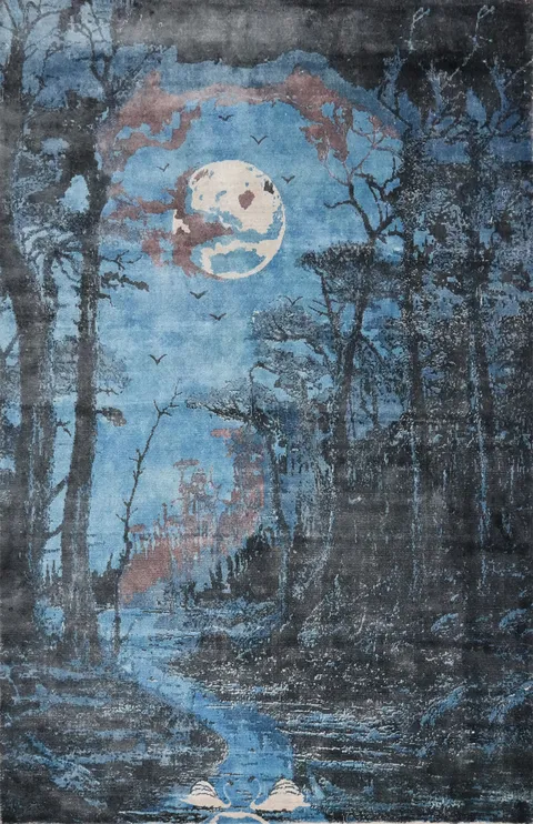 Mystical Forest Dreamscape Abstract Area Rug 6x8