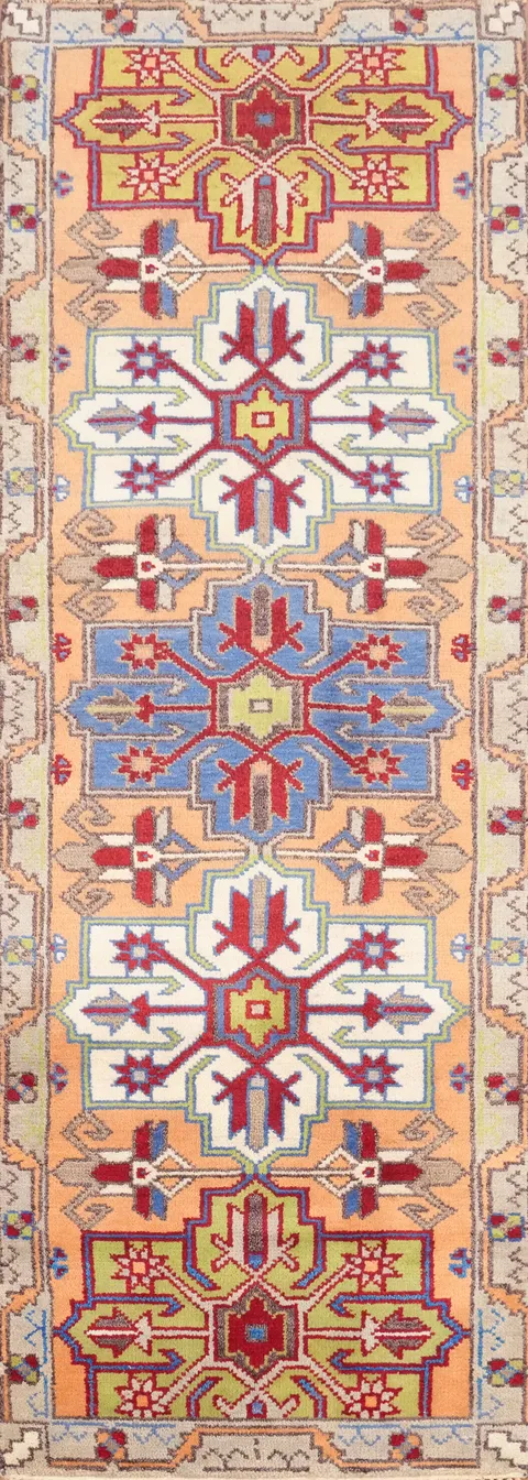 Geometric Kazak Indian Runner Rug 3x8