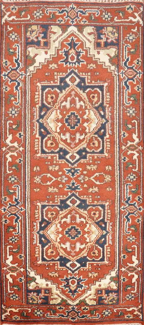 Handmade Orange Heriz Serapi Indian Rug 3x6