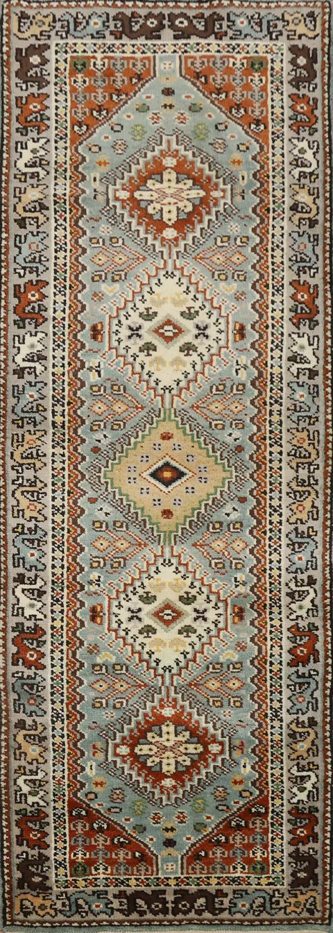 Geometric Viss Indian Runner Rug 3x8
