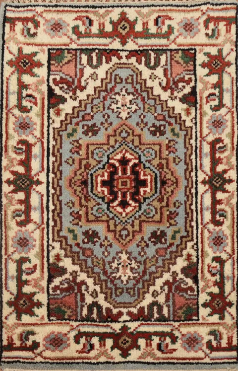 Geometric Heriz Serapi Handmade Wool Rug 2x3