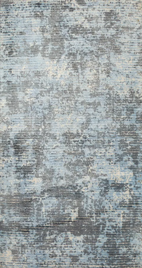 Handmade Blue Abstract Rug 2x4 for Modern Interiors