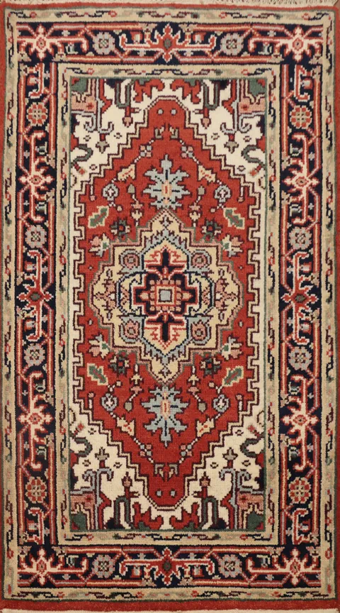 Geometric Heriz Serapi Handmade Wool Rug 3x5