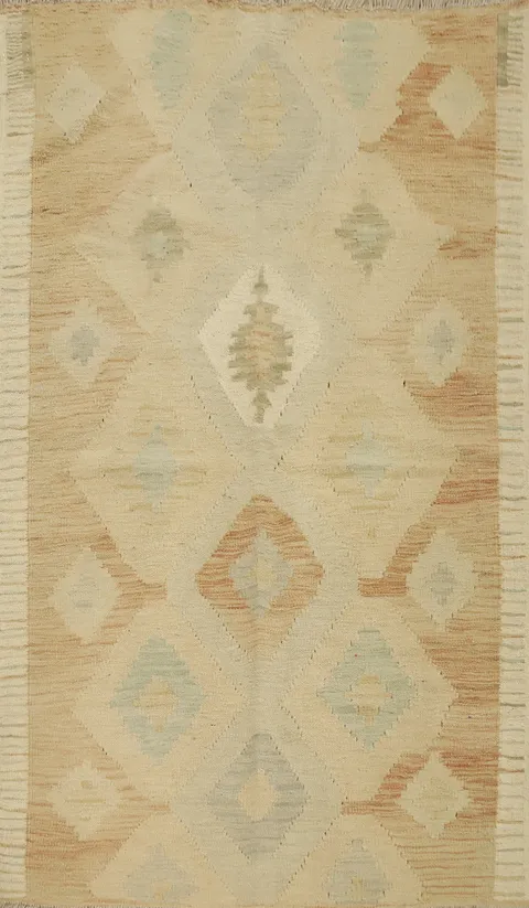 Vegetable Dye Tribal Wool Kilim Handwoven Rug 3x5