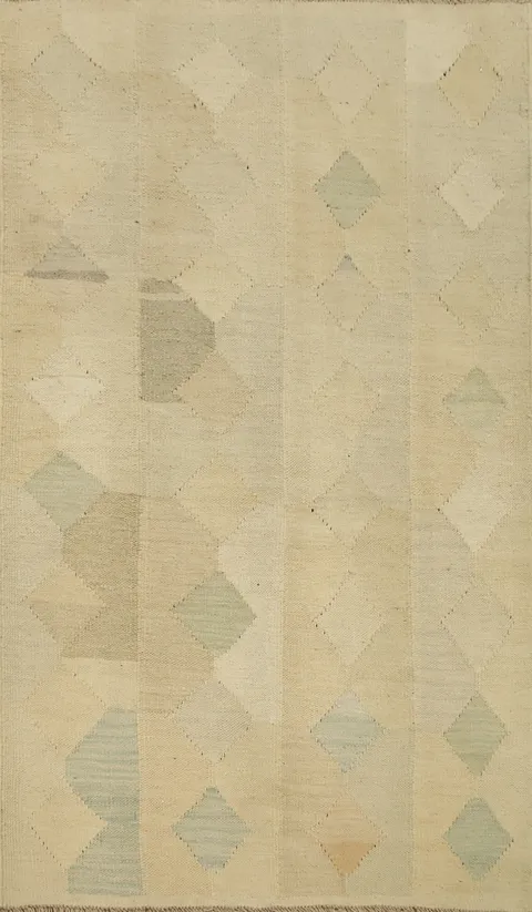 Elegant Geometric Kilim Rug 3x5 with Soothing Pastel Hues