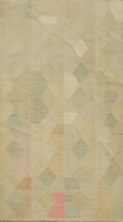 Vegetable Dye Modern Wool Kilim Handwoven Rug 3x5