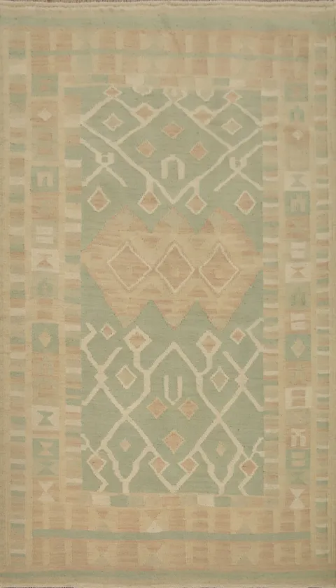 Vegetable Dye Geometric Kilim Handwoven Rug 4x6